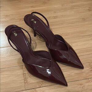 Zara Patent Slingback Heels with Sleek Design Pumps